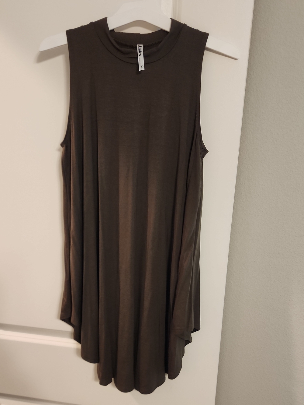Sleeveless Mock Neck Swing Tank Top - Dark Olive